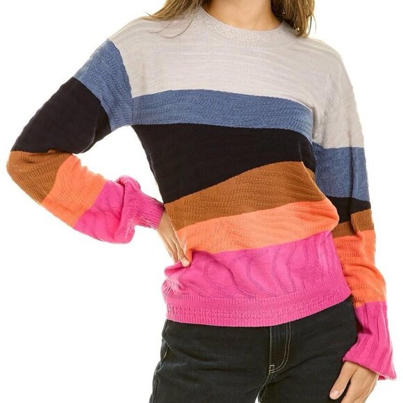 TRINA TURK Diorama 100% Merino Wool Sweater‎  Multicolored Size Xsmall Xs - Picture 1 of 8